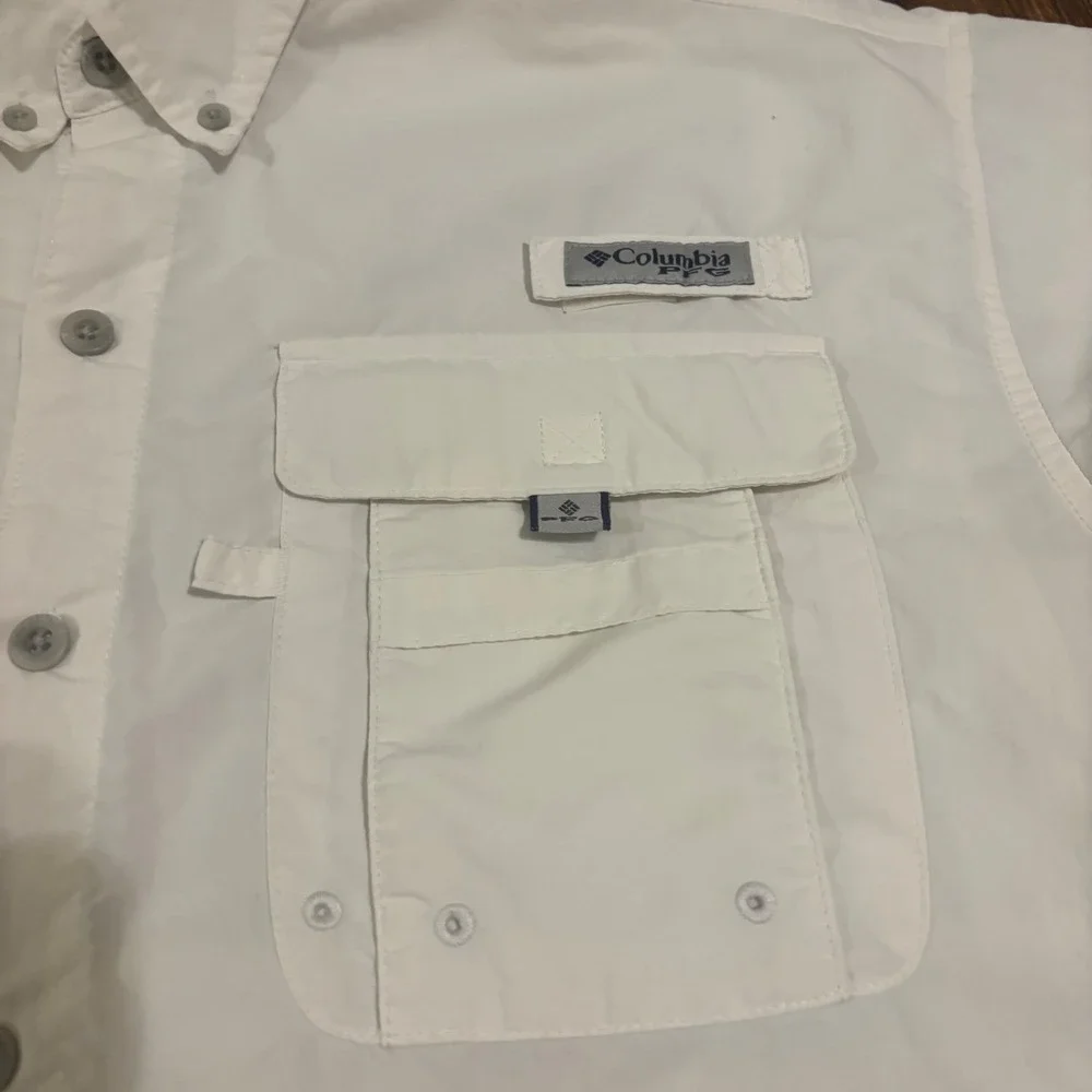 Columbia PFG Tennessee Volunteers Fishing Shirt Mens Medium White Short Sleeve